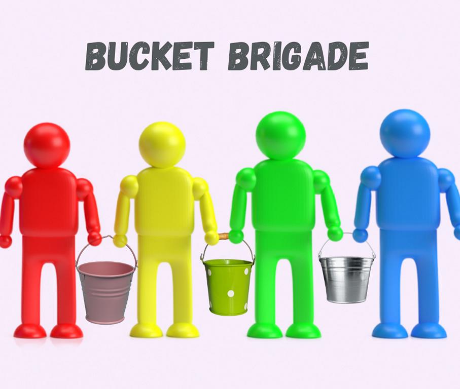 Bucket Brigade: Farbige Männchen mit Eimern